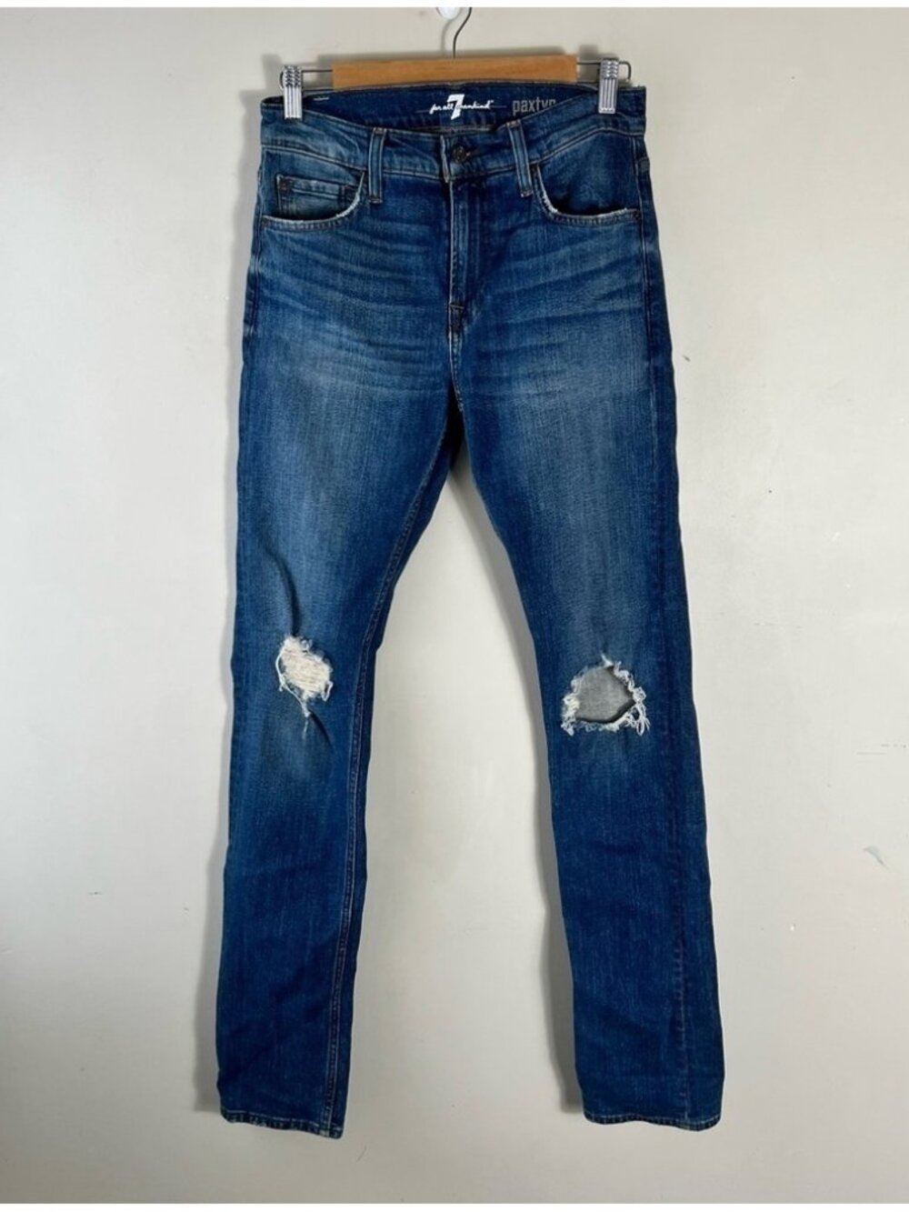 7 For All Mankind Paxtyn Skinny Jeans Ripped Distressed Denim Women’s Size 28